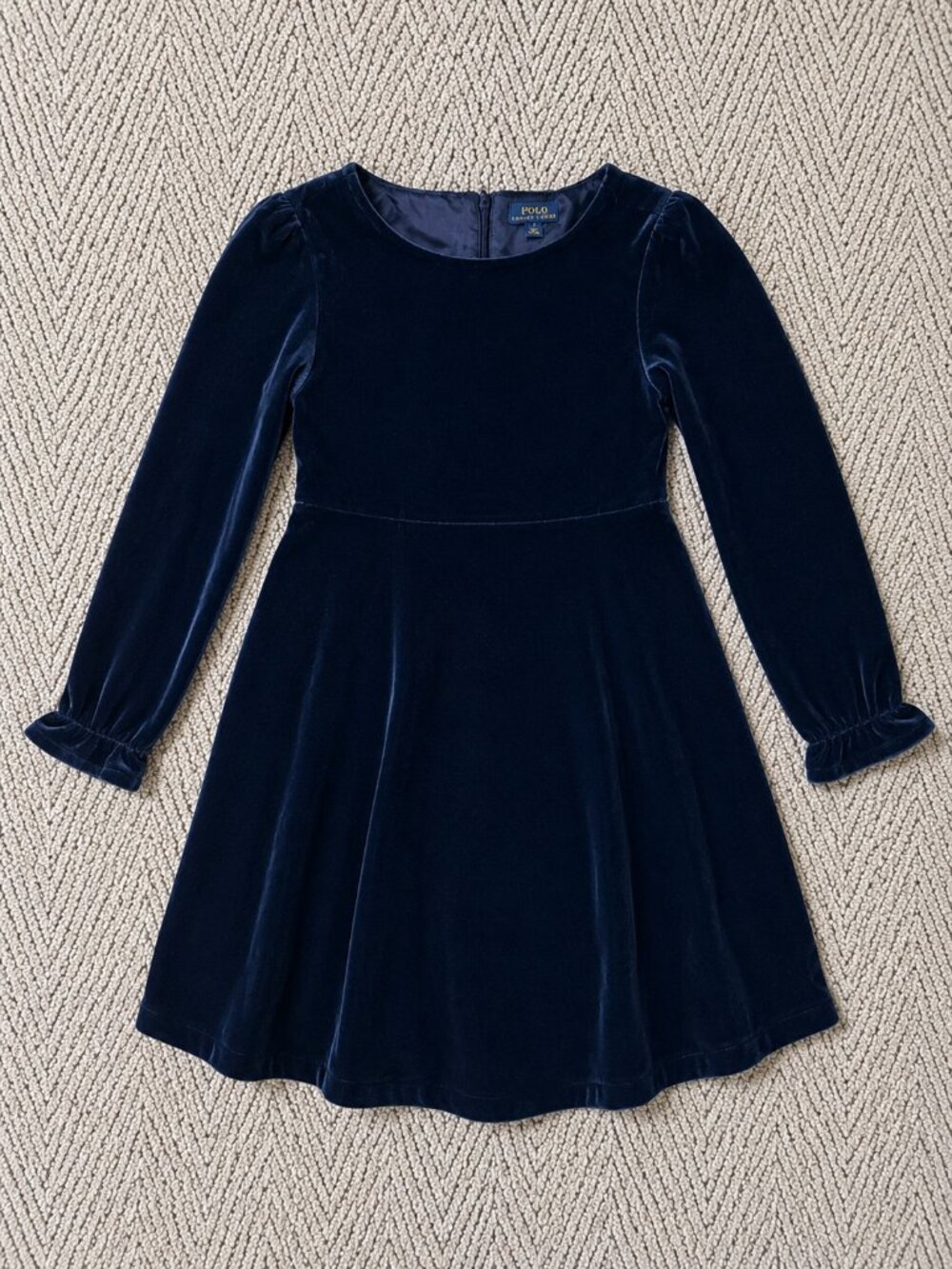 Polo Ralph Lauren Girls Velvet Long Sleeved Dress 12